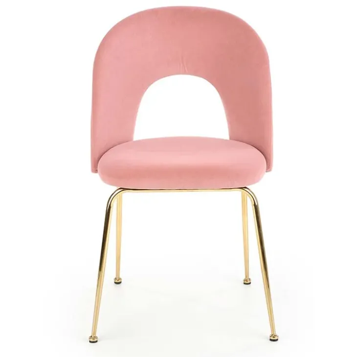 Set 4 sedie sala da pranzo moderne in velluto rosa oro Jamila