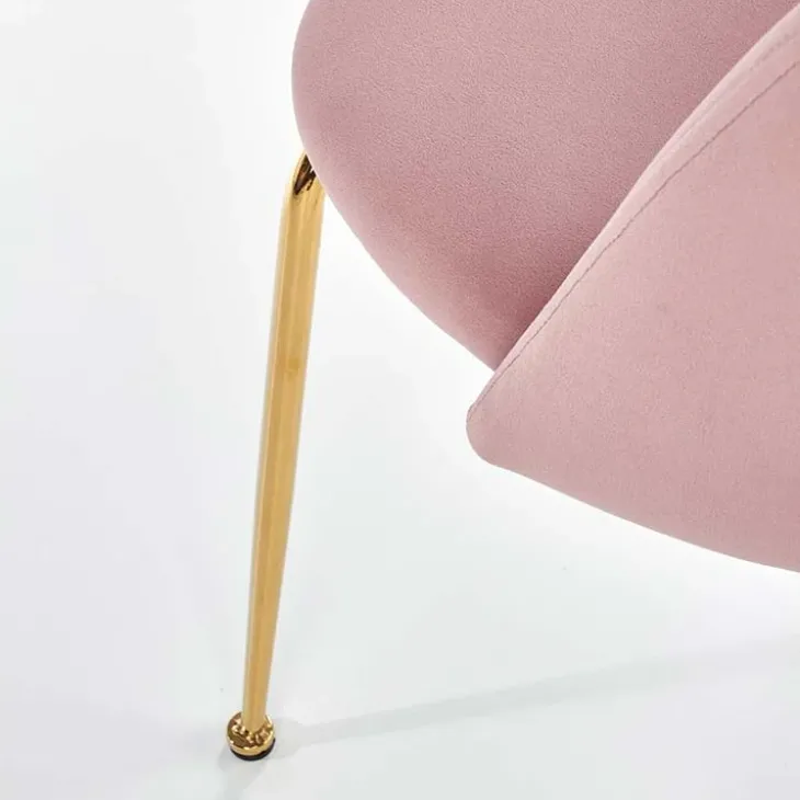 Set 4 sedie sala da pranzo moderne in velluto rosa oro Jamila
