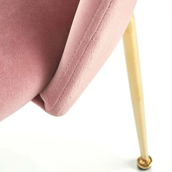 Set 4 sedie sala da pranzo moderne in velluto rosa oro Jamila