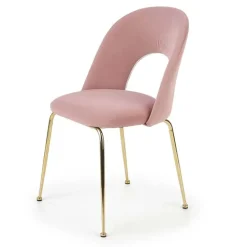 Set 4 sedie sala da pranzo moderne in velluto rosa oro Jamila