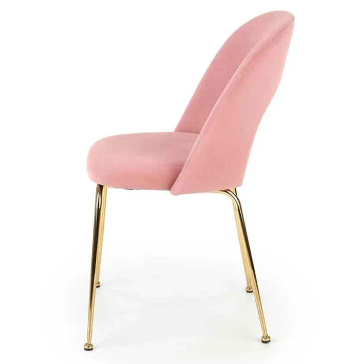Set 4 sedie sala da pranzo moderne in velluto rosa oro Jamila