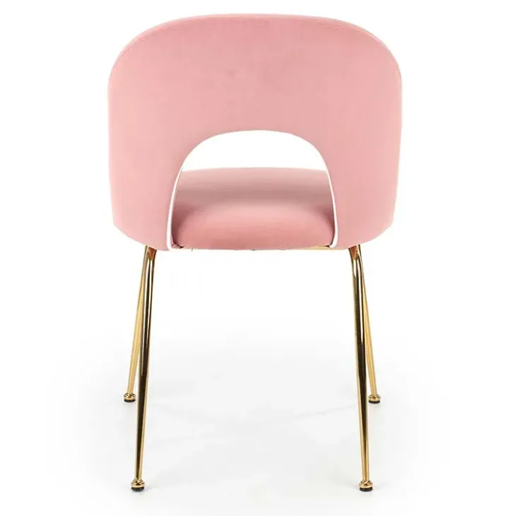 Set 4 sedie sala da pranzo moderne in velluto rosa oro Jamila