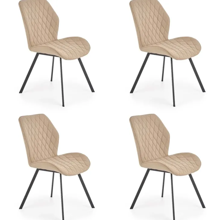 Set 4 sedie sala da pranzo moderne imbottite in tessuto beige Raven