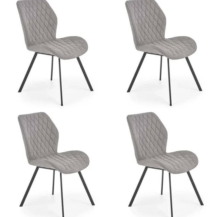 Set 4 sedie sala da pranzo moderne imbottite in tessuto grigio Raven