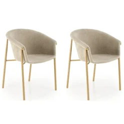 Set 2 sedie sala da pranzo moderne in tessuto beige Mulan