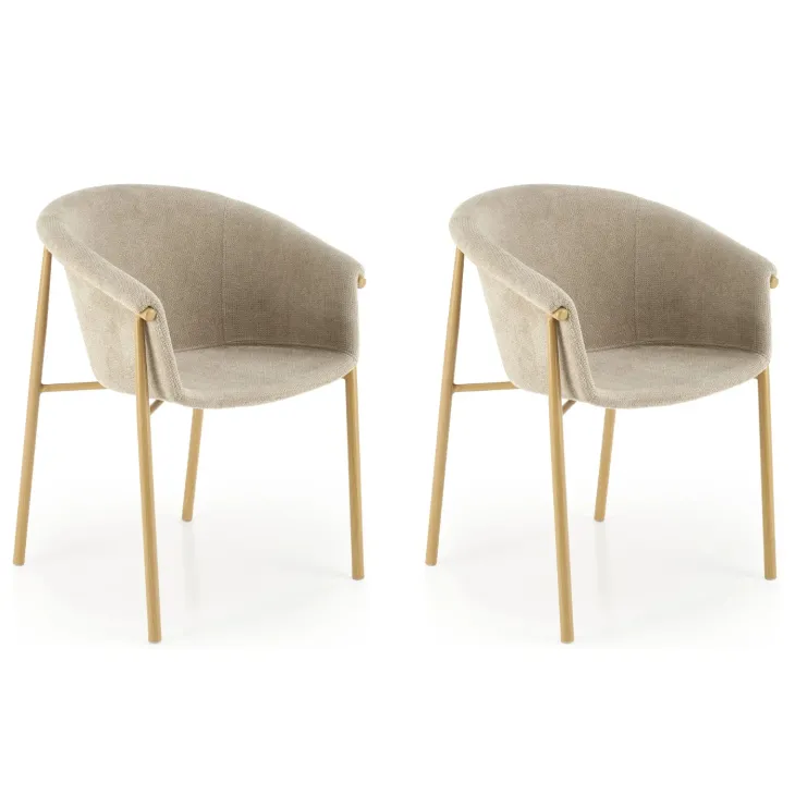 Set 2 sedie sala da pranzo moderne in tessuto beige Mulan