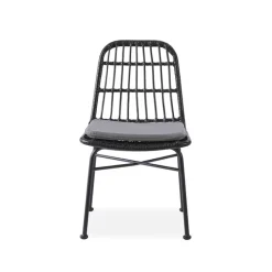 Set 4 sedie sala da pranzo moderne in rattan nero Alicia
