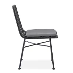 Set 4 sedie sala da pranzo moderne in rattan nero Alicia