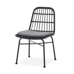 Set 4 sedie sala da pranzo moderne in rattan nero Alicia