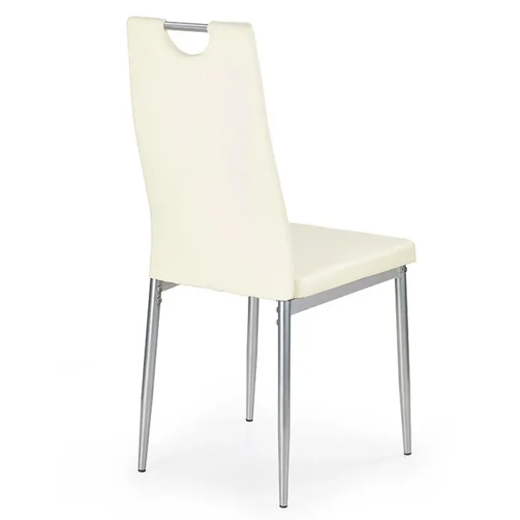 Set 4 sedie sala da pranzo moderne in ecopelle bianco avorio con gambe in acciaio Ginevra Gihome®