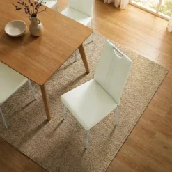 Set 4 sedie sala da pranzo moderne in ecopelle bianco avorio con gambe in acciaio Ginevra Gihome®