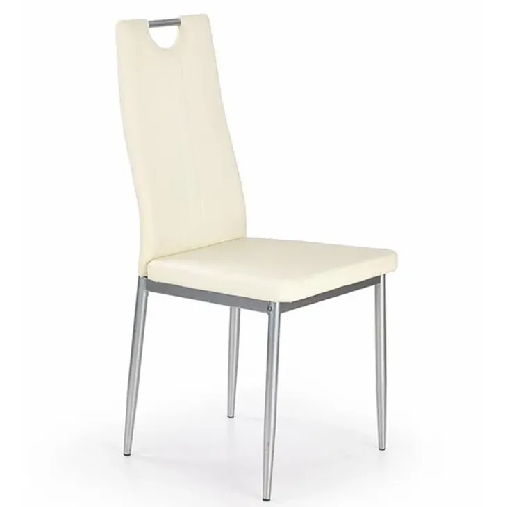 Set 4 sedie sala da pranzo moderne in ecopelle bianco avorio con gambe in acciaio Ginevra Gihome®