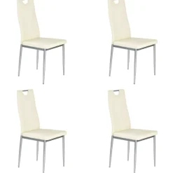 Set 4 sedie sala da pranzo moderne in ecopelle bianco avorio con gambe in acciaio Ginevra Gihome®