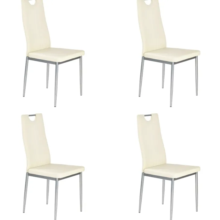 Set 4 sedie sala da pranzo moderne in ecopelle bianco avorio con gambe in acciaio Ginevra Gihome®