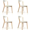 Set 4 sedie sala da pranzo stile scandinavo rovere bianco opaco Brianna