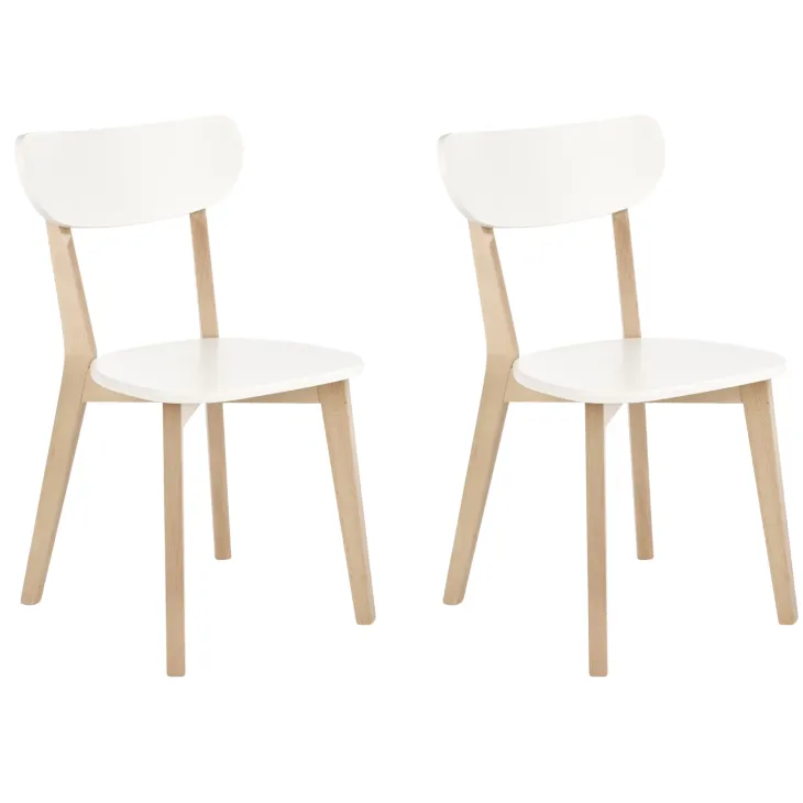 Set 2 sedie soggiorno design moderno bianco rovere Scandy