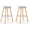 Set 2 sgabelli alti da bar imbottiti in tessuto bianco grigio Zoe