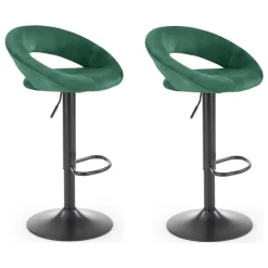 Set 2 sgabelli alti da bar regolabili in velluto verde Calipso