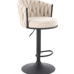 Set 2 sgabelli alti da bar regolabili in tessuto beige Monie