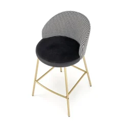 Set 2 sgabelli alti imbottiti da bar in velluto nero bianco oro Tauret