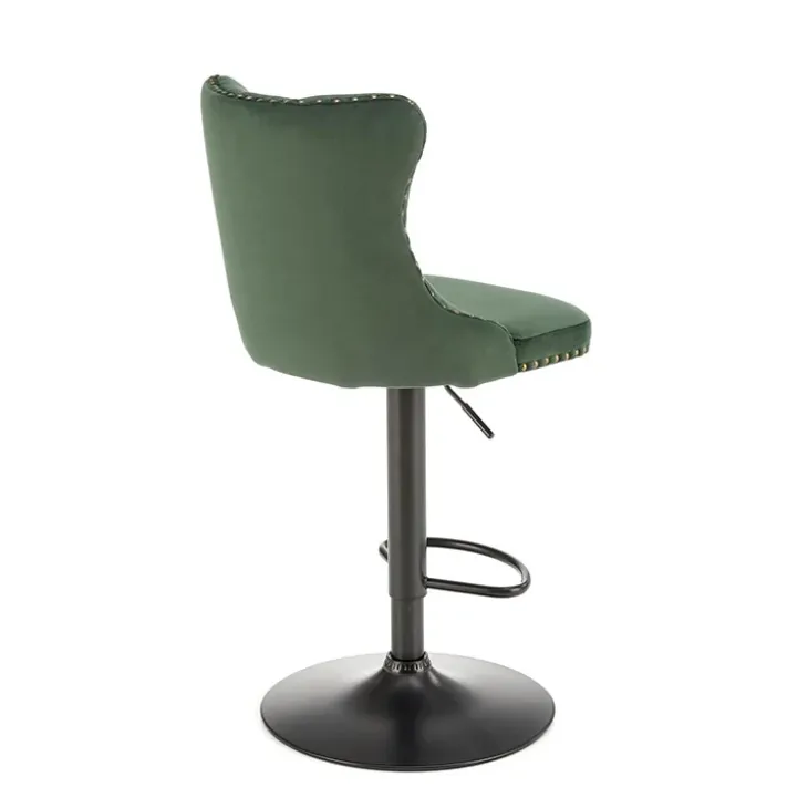 Set 2 sgabelli alti regolabili da bar imbottiti in velluto verde scuro Himeko
