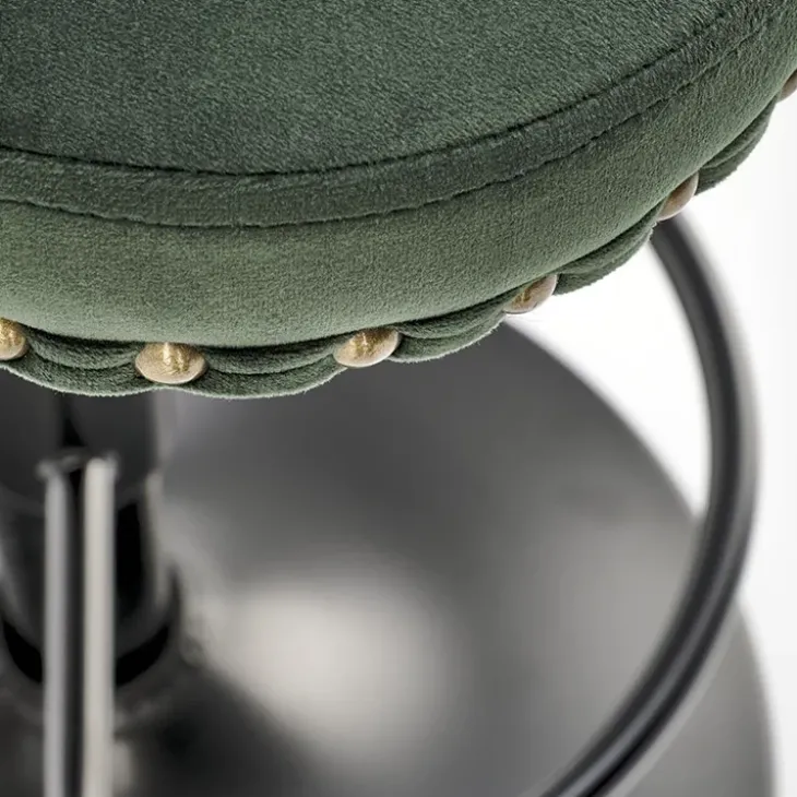 Set 2 sgabelli alti regolabili da bar imbottiti in velluto verde scuro Himeko