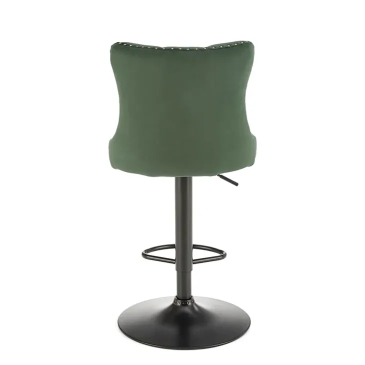 Set 2 sgabelli alti regolabili da bar imbottiti in velluto verde scuro Himeko