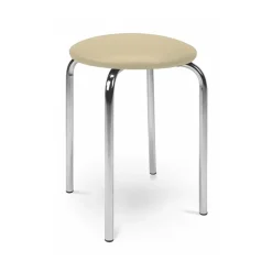 Set 4 sgabelli bassi con seduta in ecopelle e gambe in acciaio beige Mali