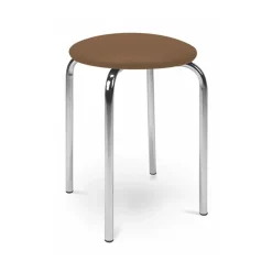 Set 2 sgabelli bassi con seduta in ecopelle e gambe in acciaio marrone Mali