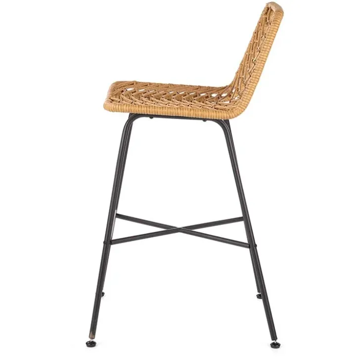 Set 4 sgabelli h100 cm da bar in rattan beige Fresh