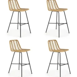 Set 4 sgabelli h100 cm da bar in rattan beige Fresh