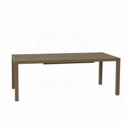 Set tavolo da giardino allungabile 200/300cm tortora + 4 sedie con braccioli tondi tortora Brezza