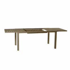 Set tavolo da giardino allungabile 160/240cm tortora + 4 sedie con braccioli tondi tortora Brezza