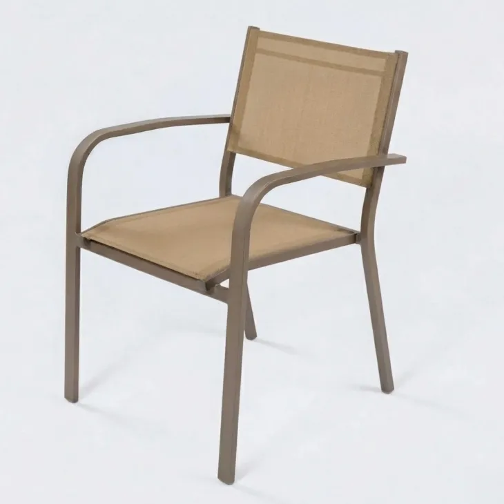 Set tavolo da giardino allungabile 200/300cm tortora + 6 sedie con braccioli tondi tortora Brezza