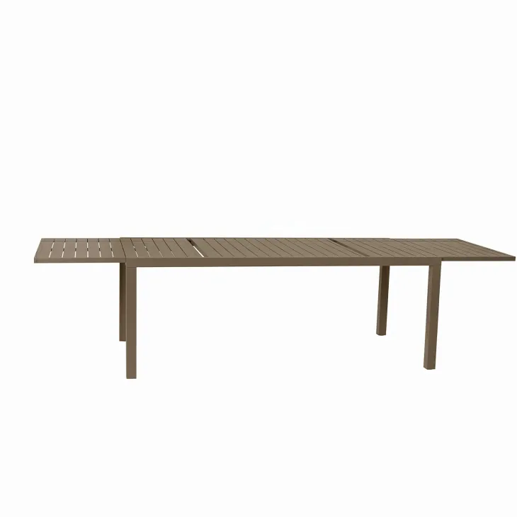 Set tavolo da giardino allungabile 200/300cm tortora + 6 sedie con braccioli tondi tortora Brezza
