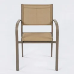 Set tavolo da giardino allungabile 200/300cm tortora + 6 sedie con braccioli tondi tortora Brezza