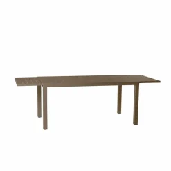 Set tavolo da giardino allungabile 160/240cm tortora + 4 sedie con braccioli quadrati tortora Brezza