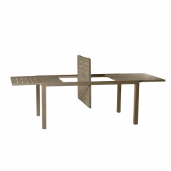 Set tavolo da giardino allungabile 160/240cm tortora + 4 sedie con braccioli quadrati tortora Brezza