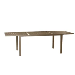 Set tavolo da giardino allungabile 160/240cm tortora + 4 sedie con braccioli quadrati tortora Brezza