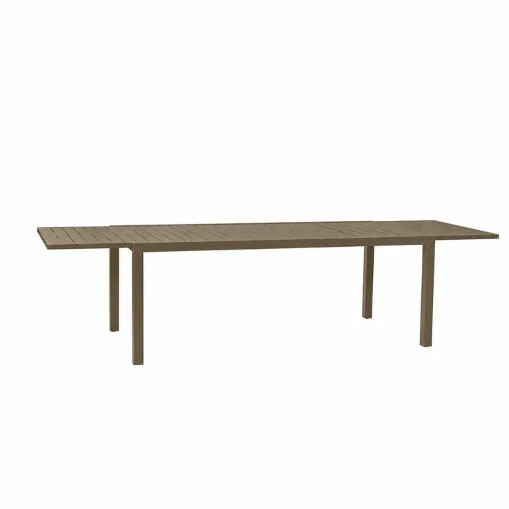 Set tavolo da giardino allungabile 200/300cm tortora + 6 sedie con braccioli quadrati tortora Brezza