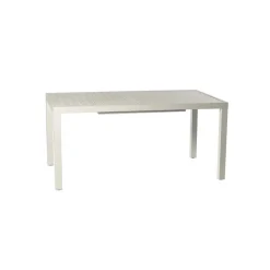 Set tavolo da giardino allungabile 160/240cm bianco + 4 sedie con braccioli tondi bianco Brezza