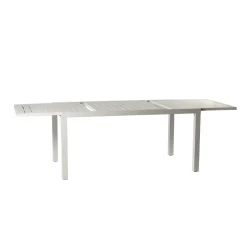 Set tavolo da giardino allungabile 160/240cm bianco + 4 sedie con braccioli tondi bianco Brezza