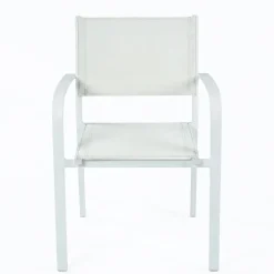 Set tavolo da giardino allungabile 200/300cm bianco + 6 sedie con braccioli tondi bianco Brezza