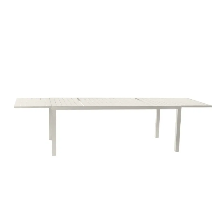 Set tavolo da giardino allungabile 200/300cm bianco + 6 sedie con braccioli tondi bianco Brezza