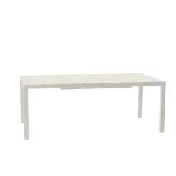 Set tavolo da giardino allungabile 200/300cm bianco + 6 sedie con braccioli tondi bianco Brezza