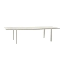 Set tavolo da giardino allungabile 200/300cm bianco + 6 sedie con braccioli tondi bianco Brezza