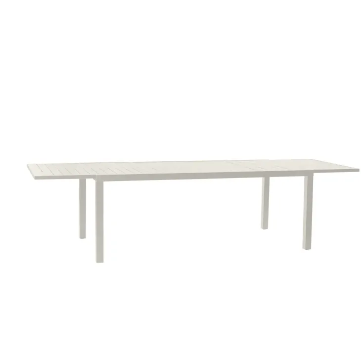 Set tavolo da giardino allungabile 200/300cm bianco + 6 sedie con braccioli tondi bianco Brezza