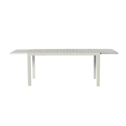 Set tavolo da giardino allungabile 160/240cm bianco + 4 sedie con braccioli quadrati bianco Brezza