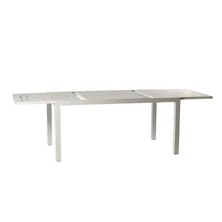 Set tavolo da giardino allungabile 160/240cm bianco + 4 sedie con braccioli quadrati bianco Brezza