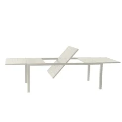 Set tavolo da giardino allungabile 200/300cm bianco + 6 sedie con braccioli quadrati bianco Brezza